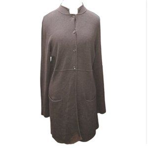 Eileen Fisher Brown Sweater Silk Long Sleeve Button Front Cardigan Womens Size L